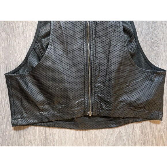 BCBGeneration Crop Tank Black Top Faux Leather Back Zip Size 0 NWT Fast Shipping - Picture 8 of 16
